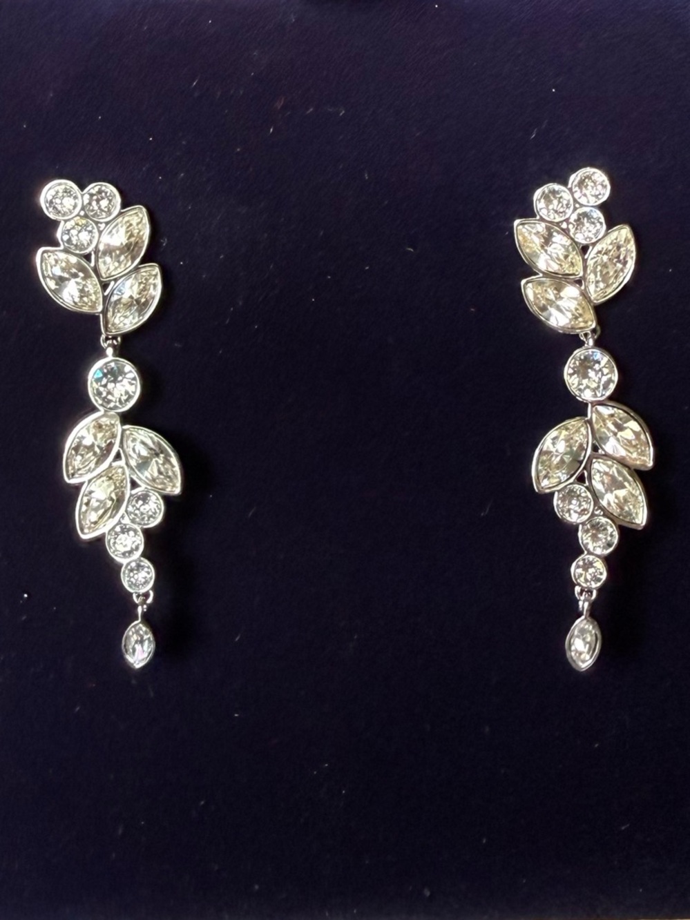 Swarovski Crystal Leaf Earrings - NEW IN BOX